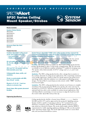 SP2C24177 datasheet - Ceiling Mount Speaker Strobes