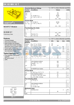 SK85MH10T datasheet - MOSFET Module