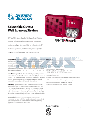 SP2R1224MC datasheet - Selectable Output Wall Speaker/Strobes