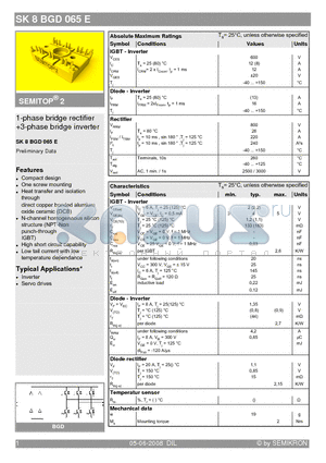 SK8BGD065E_08 datasheet - 1-phase bridge rectifier 3-phase bridge inverter