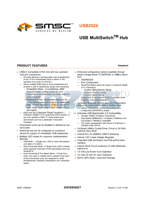 USB2524 datasheet - USB MultiSwitch Hub