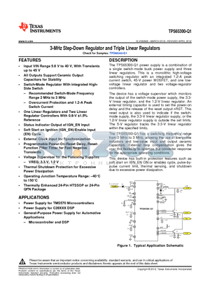 TPS65300-Q1 datasheet - 3-MHz Step-Down Regulator and Triple Linear Regulators