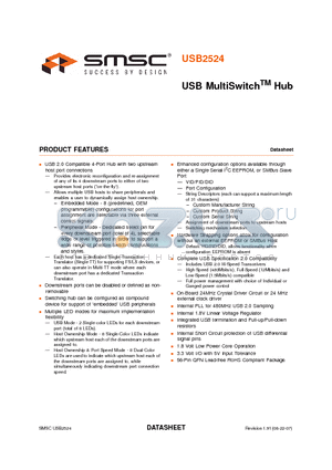 USB2524 datasheet - USB MultiSwitchTM Hub