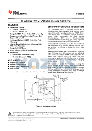 TPS65573DSSR datasheet - INTEGRATED PHOTO FLASH CHARGER AND IGBT DRIVER