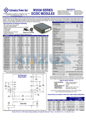 W2530-12D15 datasheet - DC/DC MODULES