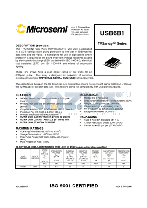 USB6B datasheet - TVSarray Series