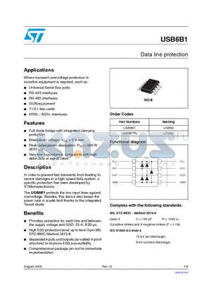 USB6B1 datasheet - Data line protection