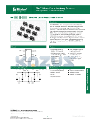 SP3001 datasheet - Low Capacitance ESD Protection Array