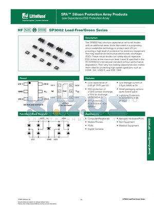 SP3002 datasheet - Low Capacitance ESD Protection Array