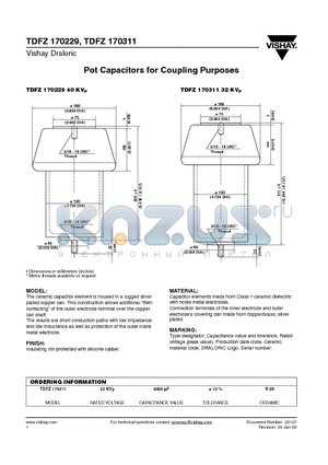 TDFZ170311 datasheet - Pot Capacitors for Coupling Purposes