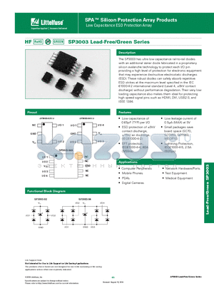 SP3003 datasheet - Low Capacitance ESD Protection Array