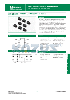 SP3004 datasheet - Low Capacitance ESD Protection Array