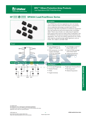 SP3004_10 datasheet - SPA Silicon Protection Array Products Low Capacitance ESD Protection Array