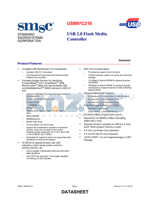 USB97C210-NC datasheet - USB 2.0 FLASH MEDIA CONTROLLER