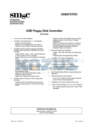 USB97CFDC datasheet - USB FLOPPY DISK CONTROLLER