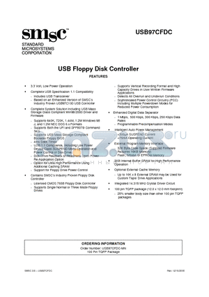 USB97CFDC-MN datasheet - USB FLOPPY DISK CONTROLLER