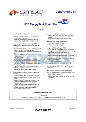 USB97CFDC2-MV-01X datasheet - USB Floppy Disk Controller