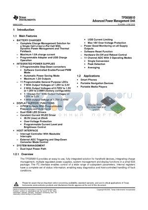 TPS658610ZQZT datasheet - Advanced Power Management Unit