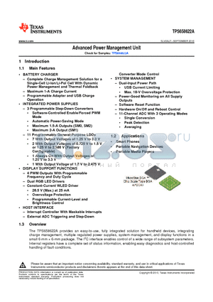 TPS658622A datasheet - Advanced Power Management Unit