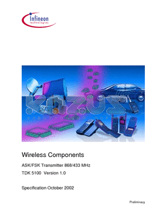 TDK5100 datasheet - ASK/FSK Transmitter 868/433 MHz