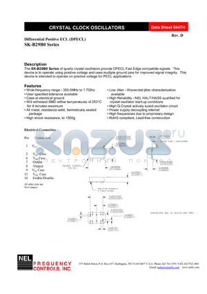 SKA29B7-FREQ datasheet - CRYSTAL CLOCK OSCILLATORS
