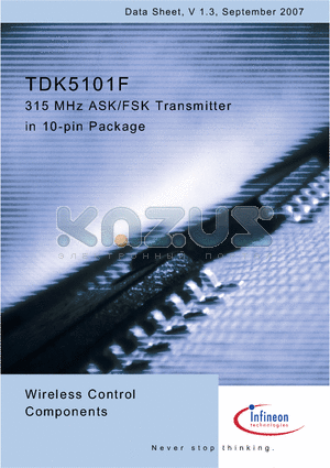 TDK5101F datasheet - 315 MHz ASK/FSK Transmitter in 10-pin Package