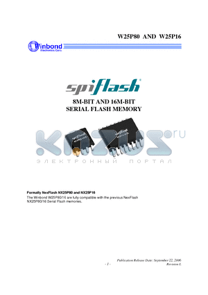 W25P80 datasheet - 8M-BIT AND 16M-BIT SERIAL FLASH MEMORY