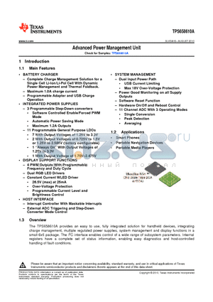 TPS658610AZQZR datasheet - Advanced Power Management Unit