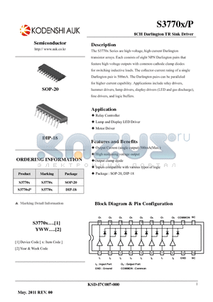 S37703 datasheet - 8CH Darlington TR Sink Driver