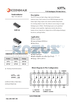 S3772 datasheet - 7CH Darlington TR Sink Driver