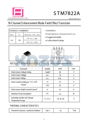 STM7822A datasheet - N-Channel E nhancement Mode Field Effect Transistor