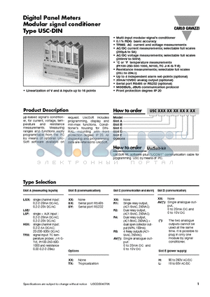 USC-DINHSXSXR1HTX datasheet - Digital Panel Meters Modular signal conditioner