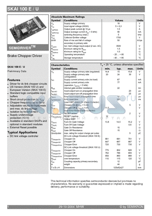 SKAI100E datasheet - Brake Chopper Driver