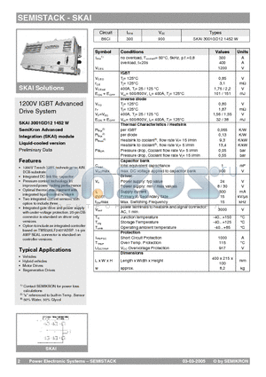 SKAI3001GD121452W datasheet - 1200V IGBT Advanced Drive System