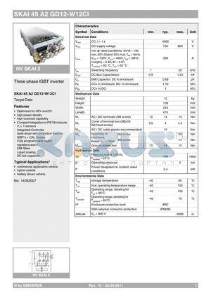 SKAI45A2GD12-W12CI datasheet - Three-phase IGBT inverter