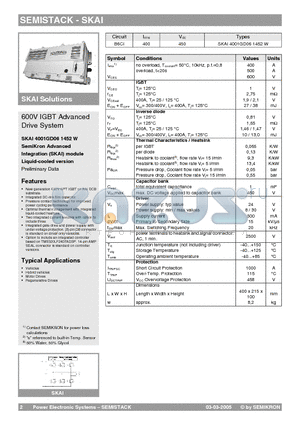 SKAI4001GD061452W datasheet - 600V IGBT Advanced Drive System