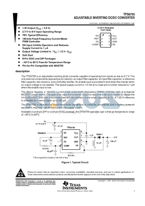 TPS6755P datasheet - ADJUSTABLE INVERTING DC/DC CONVERTER