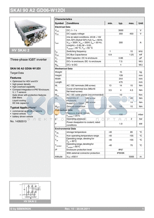 SKAI90A2GD06-W12DI datasheet - Three-phase IGBT inverter