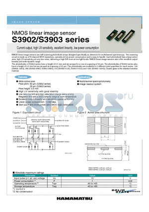 S3903-256Q datasheet - NMOS linear image sensor Current output, high UV sensitivity, excellent linearity, low power consumption