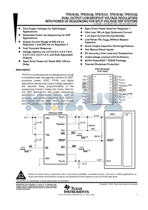 TPS70102 datasheet - DUAL-OUTPUT LOW-DROPOUT VOLTAGE REGULATORS WITH POWER UP SEQUENCING FOR SPLIT VOLTAGE DSP SYSTEMS