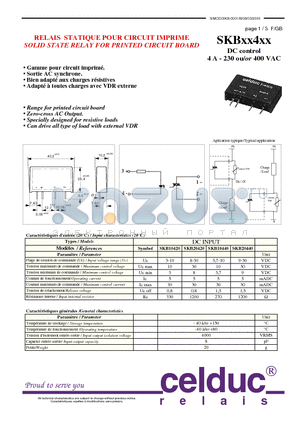 SKB10420 datasheet - SOLID STATE RELAY FOR PRINTED CIRCUIT BOARD