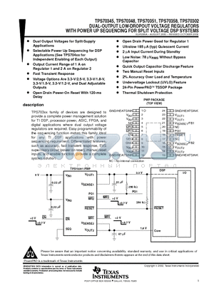 TPS70351 datasheet - DUAL-OUTPUT LOW-DROPOUT VOLTAGE REGULATORS WITH POWER UP SEQUENCING FOR SPLIT VOLTAGE DSP SYSTEMS