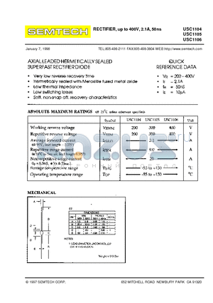 USC1105 datasheet - RECTIFIER, up to 400V, 2.1A, 50ns