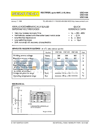 USC1104 datasheet - RECTIFIER, up to 400V, 2.1A, 50ns