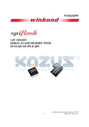 W25Q32DWZEIG datasheet - 1.8V 32M-BIT SERIAL FLASH MEMORY WITH DUAL/QUAD SPI & QPI