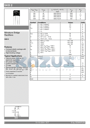 SKB2/08L5A datasheet - Miniature Bridge Rectifiers