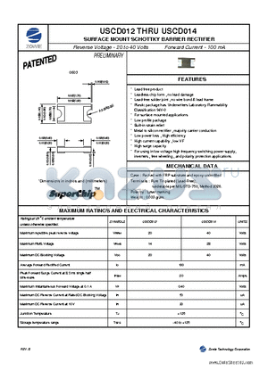 USCD012 datasheet - SURFACE MOUNT SCHOTTKY BARRIER RECTIFIER