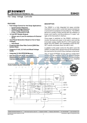 S39421S datasheet - Hot Swap Voltage Controller