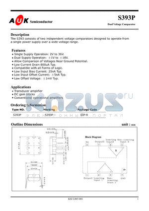 S393P_1 datasheet - Dual Voltage Comparator