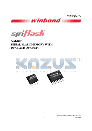 W25Q64BVDAIP datasheet - 64M-BIT SERIAL FLASH MEMORY WITH DUAL AND QUAD SPI